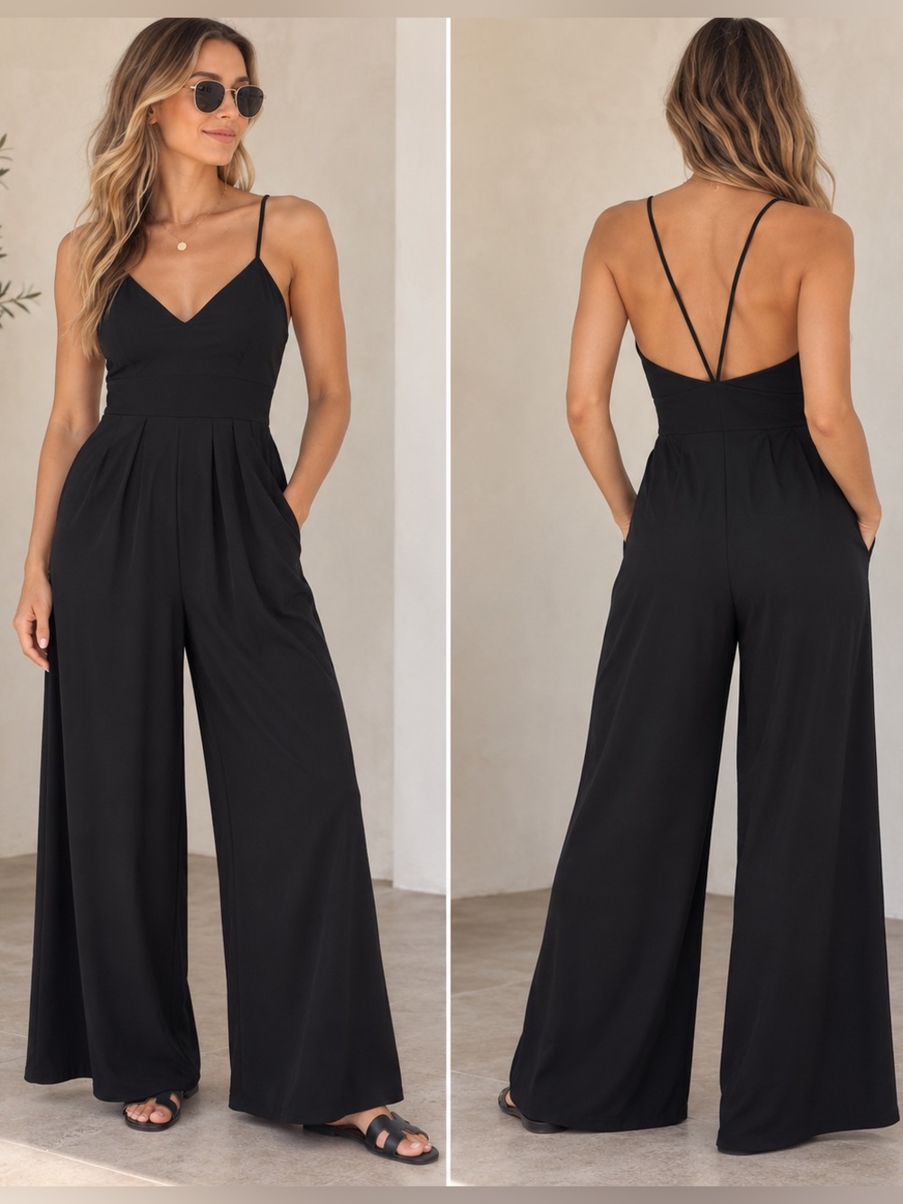 Halara Breezeful Black Wide Leg Jumpsuit M Tall
